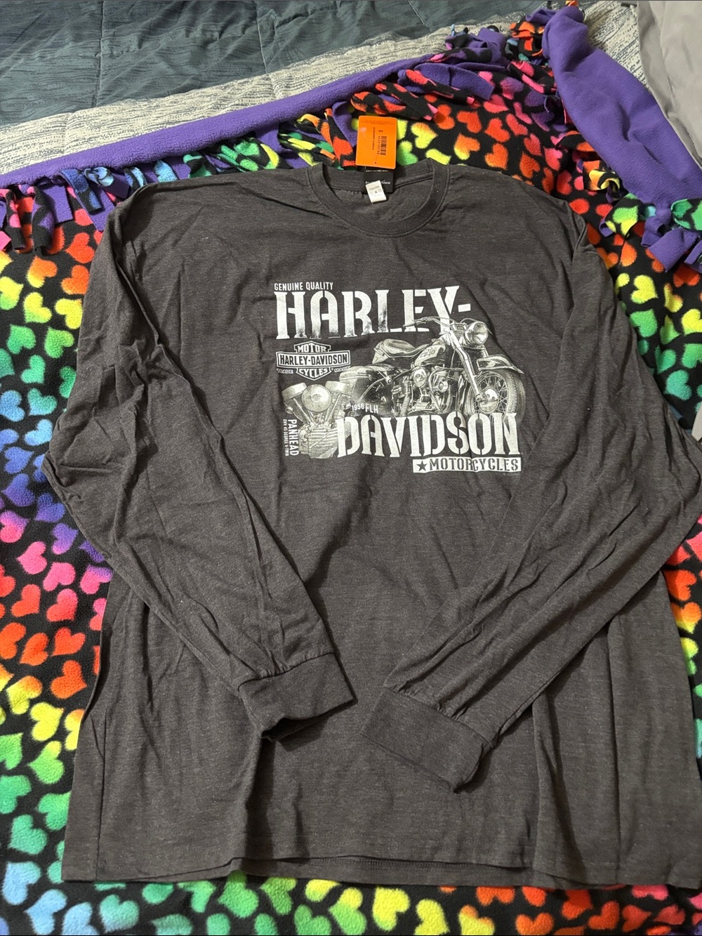 Harley-Davidson Charcoal Long Sleeve Graphic Tee with White Print